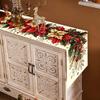 1pc Christmas Table Runner Retro Poinsettia Polyester Table Cover Christmas Decorations for Home 2026 New Year Party Supplies