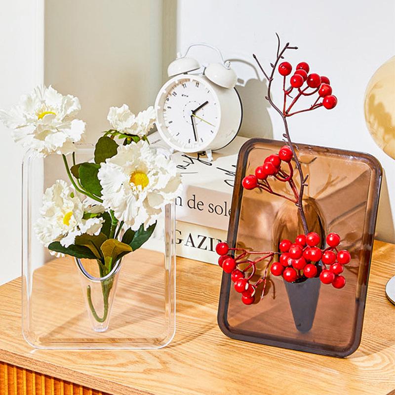 Acrylic Transparent Photo Frame and Decorative Flower Vase for Home Decor