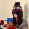 Warm Knitted Pullover Hat Korean Style Beanies Cap Sweet Jacquard Woolen Hat  Autumn