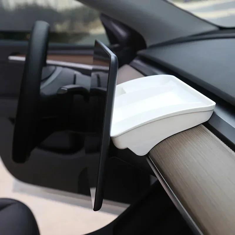 For Tesla Model 3 Y ETC Dashboard Screen Rear Storage Box Tray Tissue Box Invisible Support Organizer Interior Car Accessories