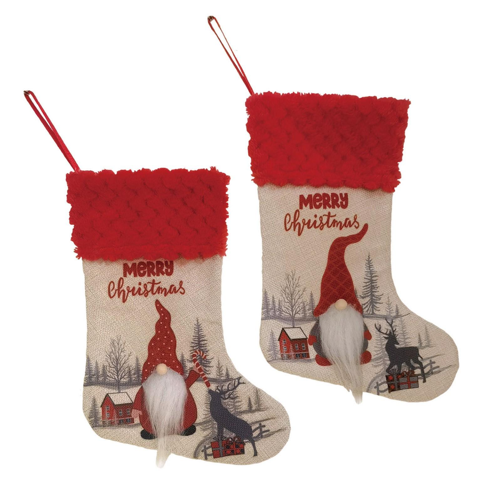 

Christmas Face Doll Socks Gift Bag Christmas Tree Pendant Holiday Decoration Socks Midget Socks Gift Bag, 2pc белый