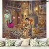 The Flintstones Cartoon Wall Tapestry Aesthetic Wall Hanging Printed Fabric Blanket Decorative Tapestries for Bedroom Living Room Home Decor