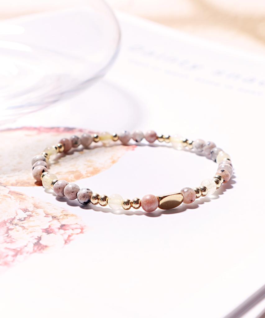 Polalita Pink Jasper & Gold Hema Bracelet (Plt-Br-120_Yl)
