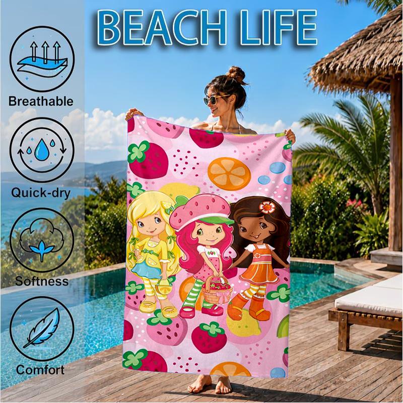 Straw-berry Sweet Moment Beach Towel, Microfiber Beach Towel, Perfect For Pool, Beach, Travel, Home Decor Beach Party Fan Gifts