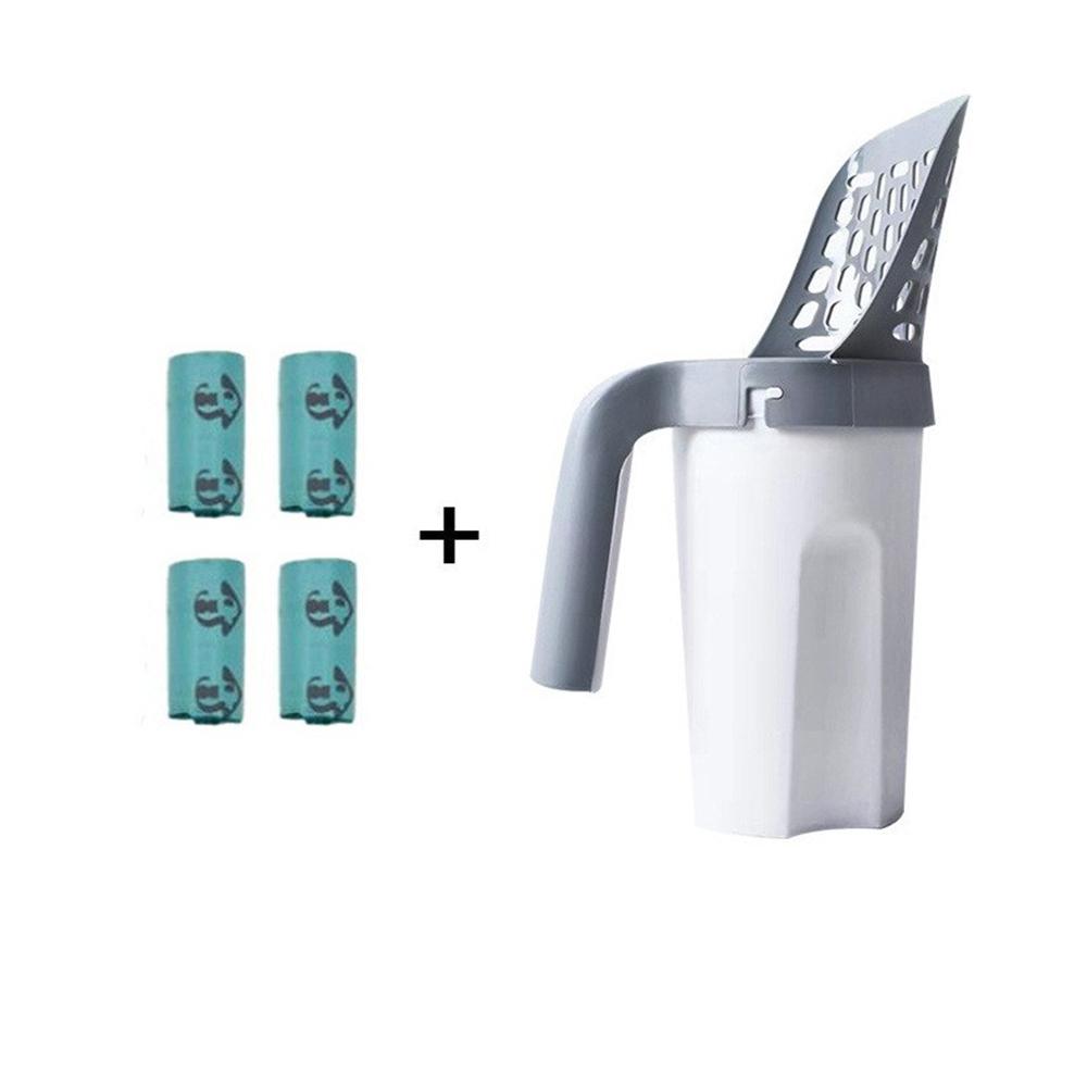 Pet Cat Litter Shovel Scoop with 4rolls Waste Bags, Cat Litter Filter Clean Tool