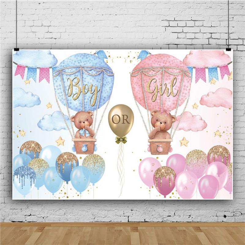 

Фон для вечеринки «Раскрытие пола» Тканевый баннер Милый декор для медведя Виниловый баннер для фотографий Животное Детское украшение на день рождения