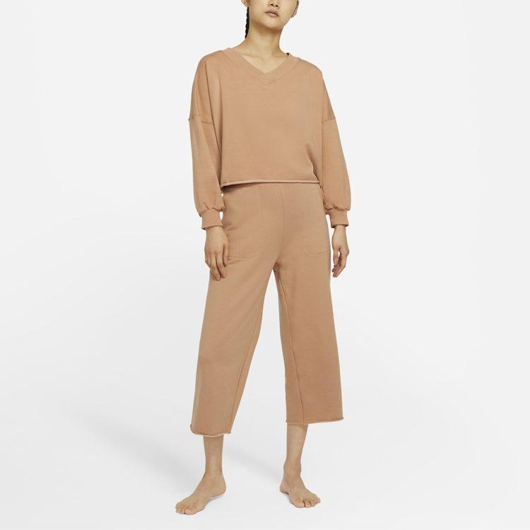 Nike Sweatshirts Women's Brown V Neck Moderate Regular DA0773-288