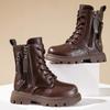 Baby Girls Autumn/Winter Fashion/Soft  New Retro Zipper Thick-soled Boots Kids Elegant Princess Lightweight Cute Short Boots