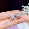 Platinum Plated Princess Cut Moissanite Earrings 50 Points 1 Carat Stud Earrings