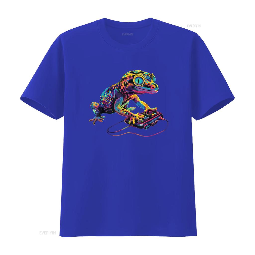 Leopard Gecko Lizard Gaming Controller Popart T Shirt Vintage Slightly Breathable Soft Comfortable Unisex
