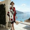 European, American Bohemian Large Size Women's Clothing Casual Loose 3D Printed Dress Robe Bamboo Hemp Others