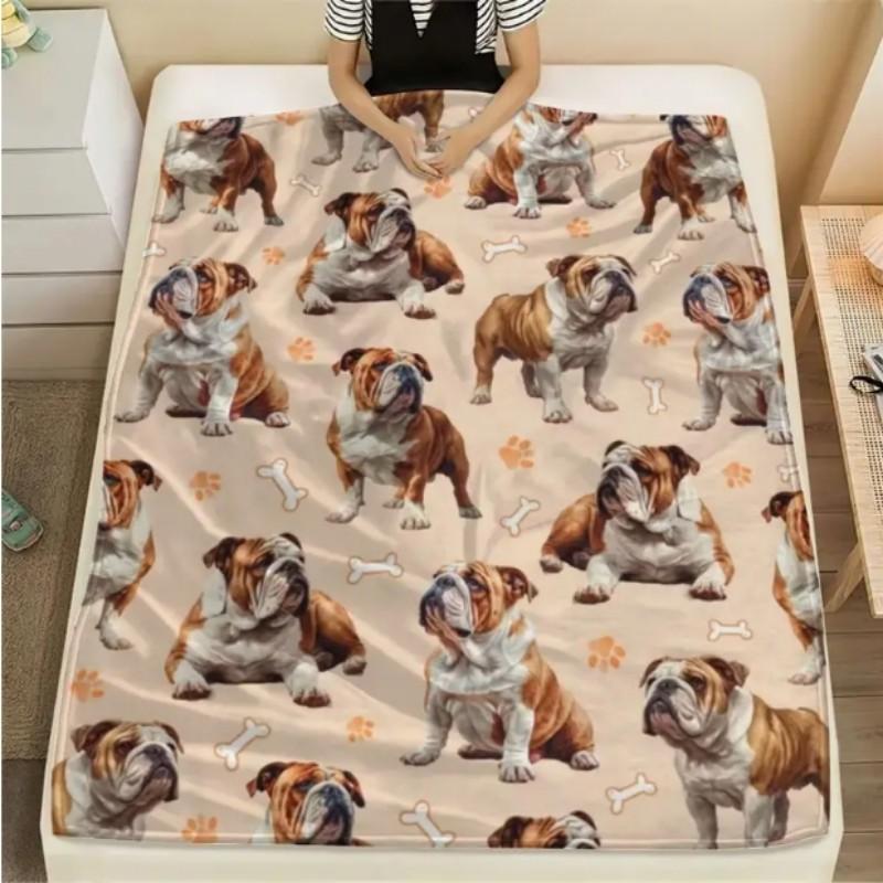 VIKAMA Medieval Bulldog Flannel Blanket - Soft and Warm Bedding, Sofa, Travel - Suitable for Both Indoor and Outdoor Use