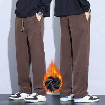 Καφέ Χακί Μαύρο Γκρι Χαλαρά Casual Παντελόνια Ανδρικά Χειμερινά Φλις Θερμικά Παντελόνια Μοντέρνα Χοντρό Βελούδο Ίσια Φόρμα με Φόρμα σε Πλατύ Στόμα