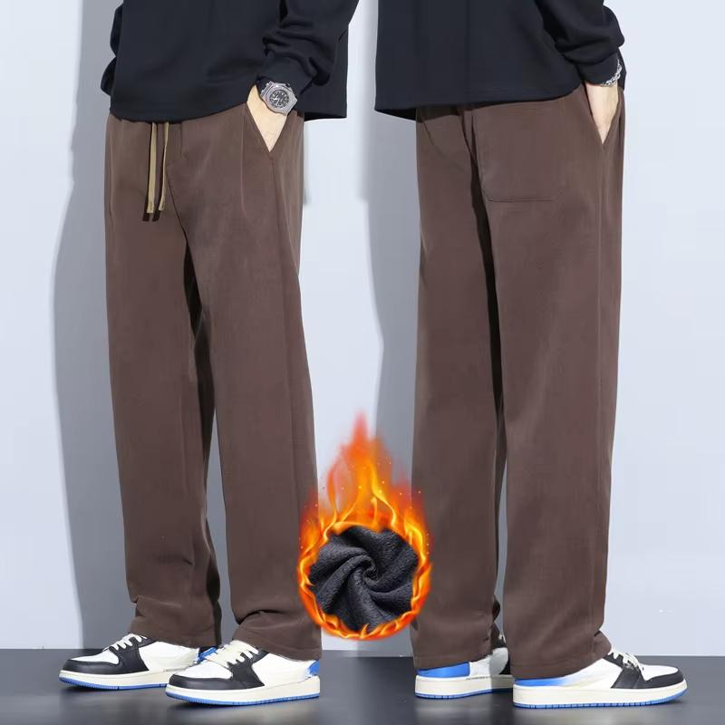 

Кавовий колір хакі, чорний, сірий, вільні повсякденні штани, чоловічі зимові флісові модні термоштани, товсті оксамитові прямі широкі спортивні штани 5XL кавовий