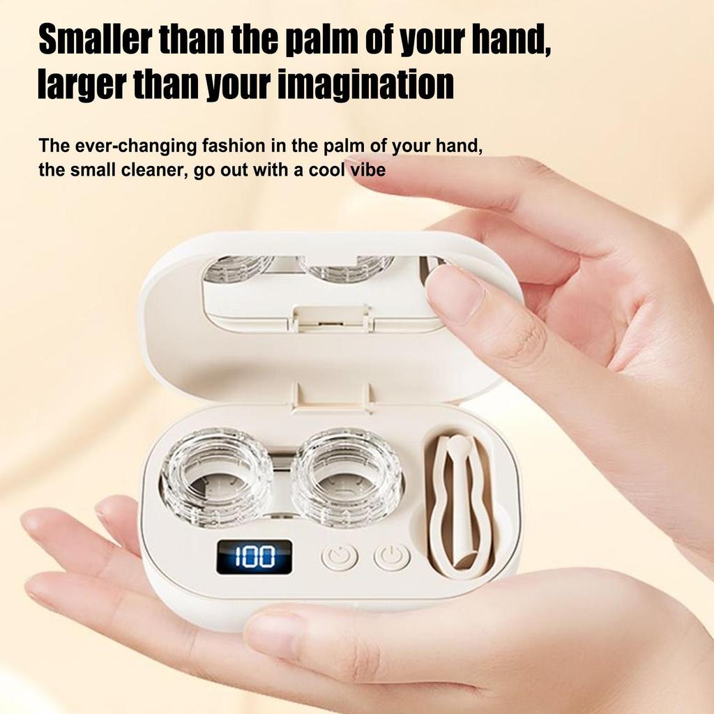 18000 U/min Ultraschall Kontaktlinsen-Reinigungsbox Wiederaufladbares tragbares Linsenreiniger-Kit mit Werkzeugen, 360-Grad-Reinigung, USB-Aufladung