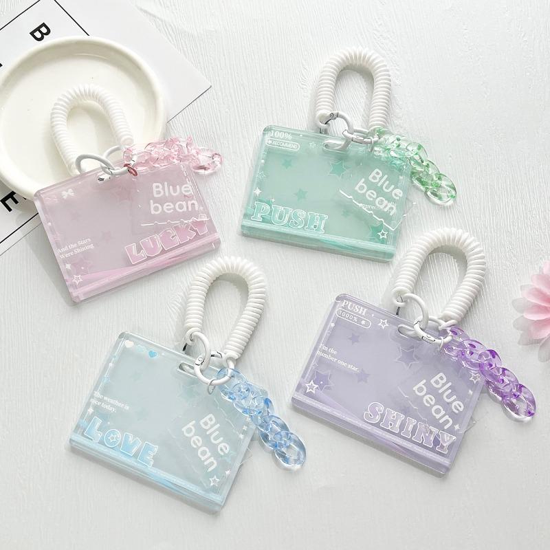 Student Clear Card Case Bus Cards Sleeve Sliding Horizontal Id Card Holder Transparent Employee Work Card Holder with Lanyard