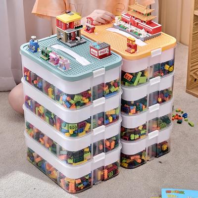 Úložný box na stavební bloky 3vrstvé velkokapacitní puzzle hračky klasifikovaný organizér box díly na hračky pro děti Bloky úložný kontejner