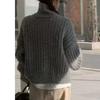 Turtleneck Autumn Winter Loose Cardigan Women Sweater Pit Strip Single-breasted Knitted Simple Jackets Solid Casual Long Sleeve Office Coats Clothing