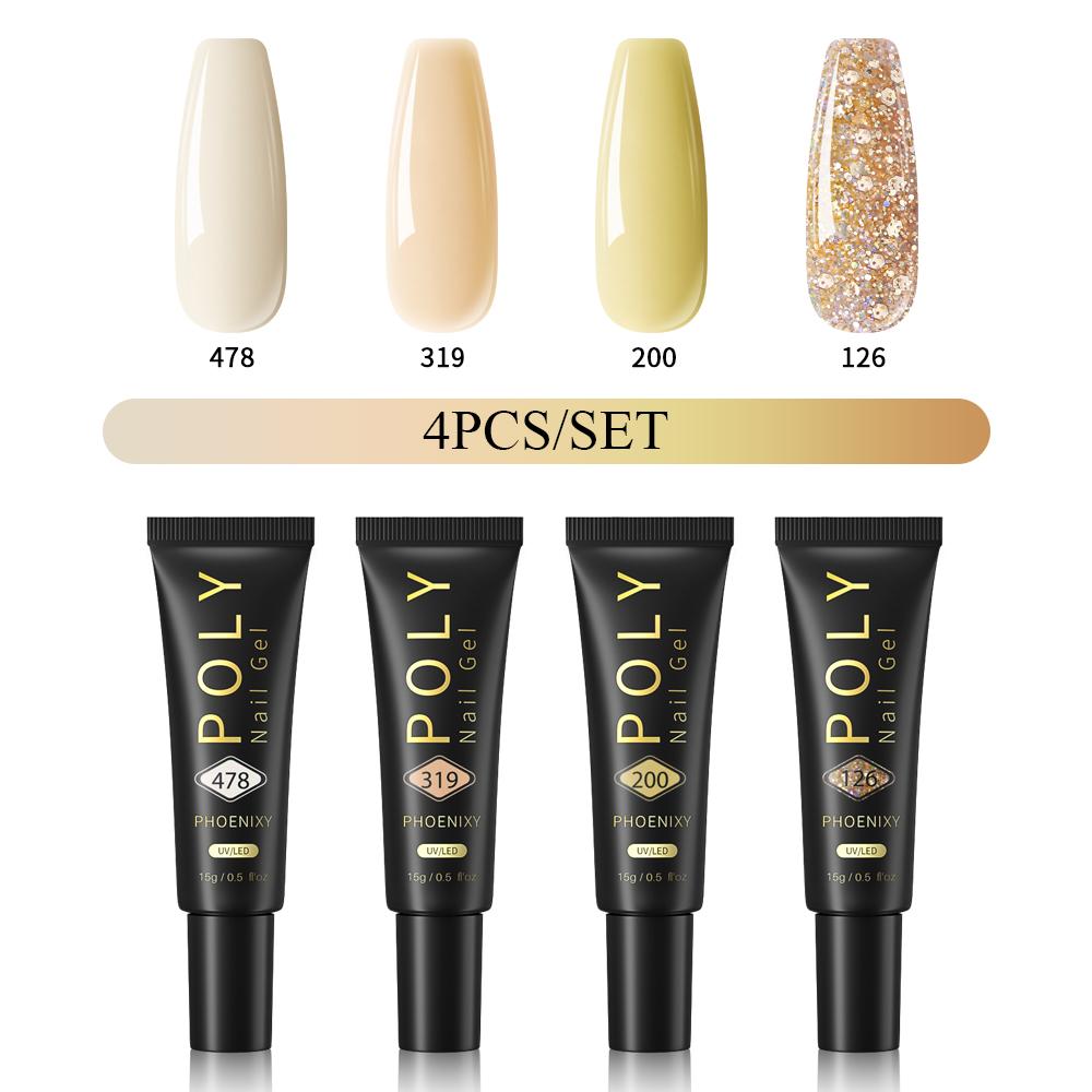 PHOENIXY Poly Nail Gel na prodloužení nehtů Rychlý stavební gel na prsty s 37 barvami Poly Nail Gel na prodloužení a akrylový gelový lak na nail Art