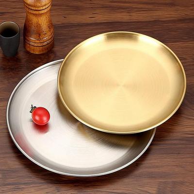 Barbecue Plate Bbq Salad Serving Plate Stainless Steel Dinner Plates for Home Kitchen Outdoor Bbq Round Salad for Camping