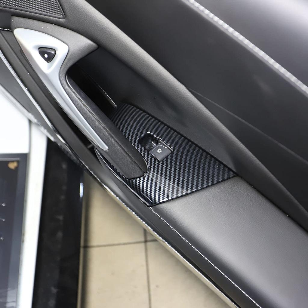 Carbon Fiber Window Lift Trim Switch Panel Decorations for Chevrolet Corvette C7 2014-2019 Accessories