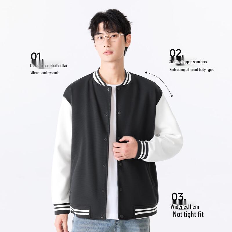 MINISO Heavyweight Contrast Baseball Cardigan Jacket