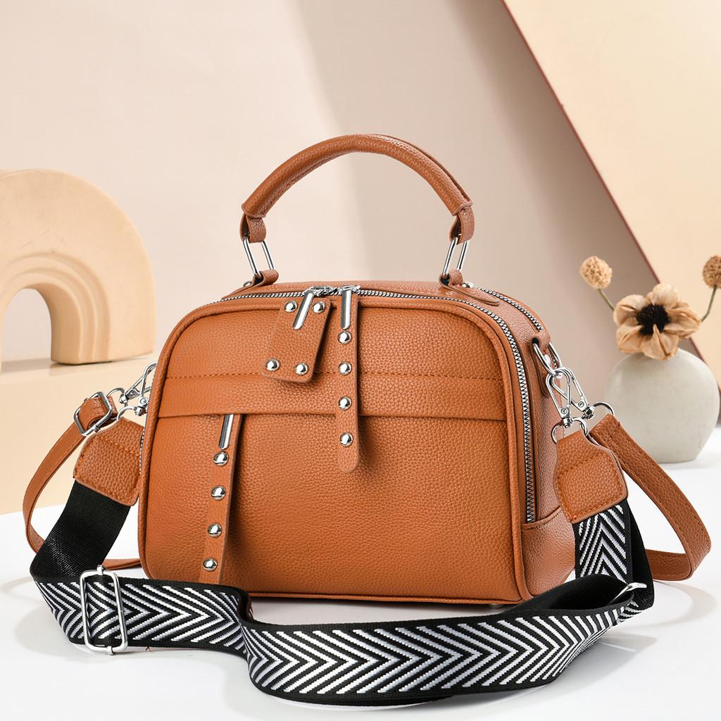 Pu Leather Shoulder Bag With Zipper Pockets And Adjustable Strap For Daily Use