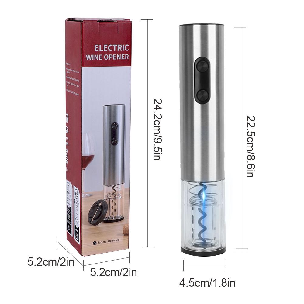 Electric Wine Bottle Opener With Foil Cutter Stainless Steel Battery Operated Wine Opener Set Automatic Corkscrew for Party Tool