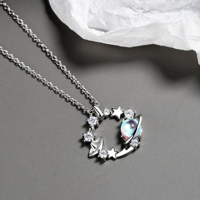 925 Sterling Silver Colorful Star Pendant Necklaces For Women Luxury Original Fantasy Choker Necklace Fashion Jewelry