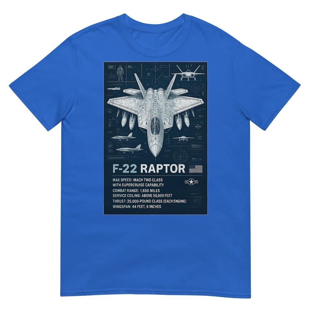 F22 Raptor Blueprint Technical Schematic Aviation Art Tshirt