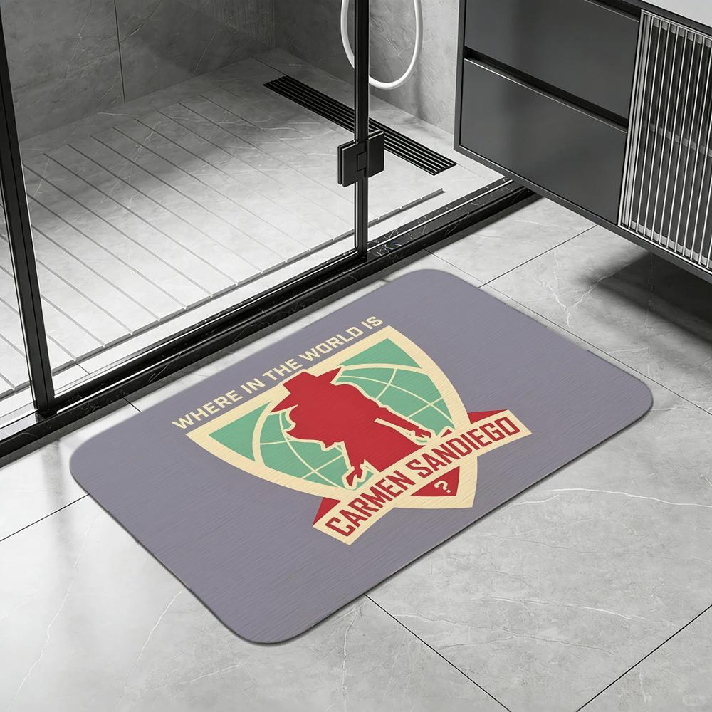 Floor Mat Diatomite Bath Mat, Quick Dry, Absorbent, Multi-Scene Mat Anime C-Carmen S-Sandiego
