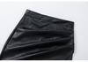 2025 Spring/Summer Women's PU High-Waisted Zipper Ruffle Skirt - European & American Sexy Fit