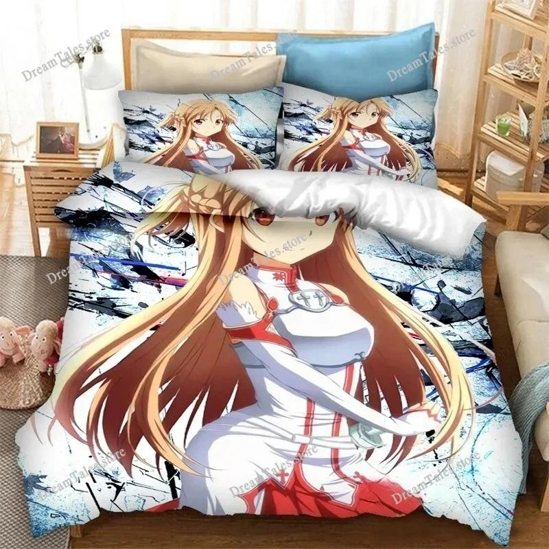 New SAO Yuuki Asuna Bedding Set Single Twin Full Queen King Size Bed Set Adult Kid Bedroom Duvet Cover Sets 3D Print Game Anime