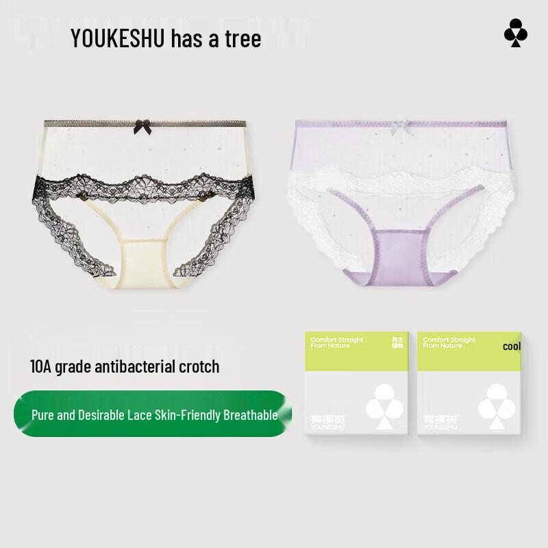 

Youkeshu Женские милые сексуальные кружевные антибактериальные трусы, 2 шт. L