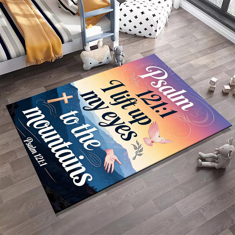 Psalm 121:1 Inspirational Carpet Mountain Sunset Design Decor Suitable for Use As an Anti-slip for Living Room Bedroom Sofas