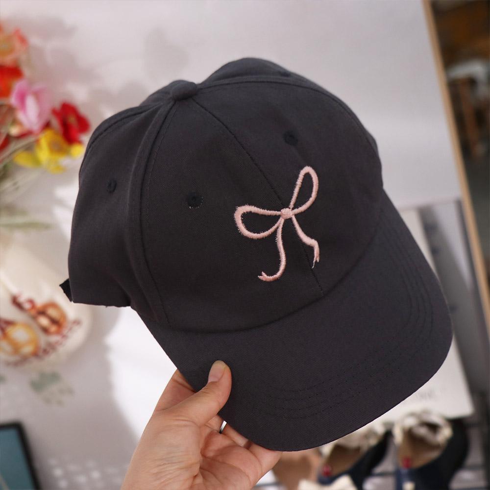 Korean Style Bowknot Baseball Cap Adjustable Women Peaked Cap Bow Embroidered Hat  for Female