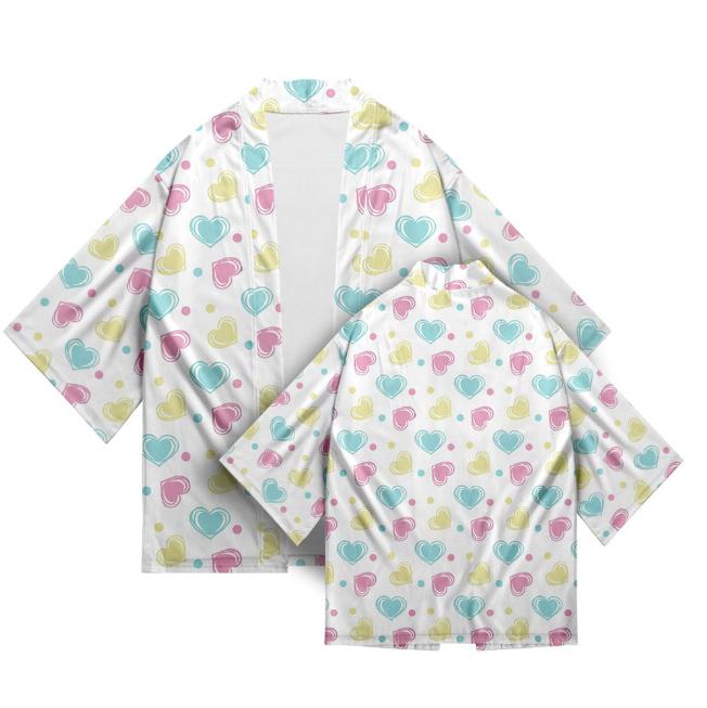 

Женский летний топ-кимоно с 3D принтом в виде сердец, этнический японский стиль для взрослых 4XL