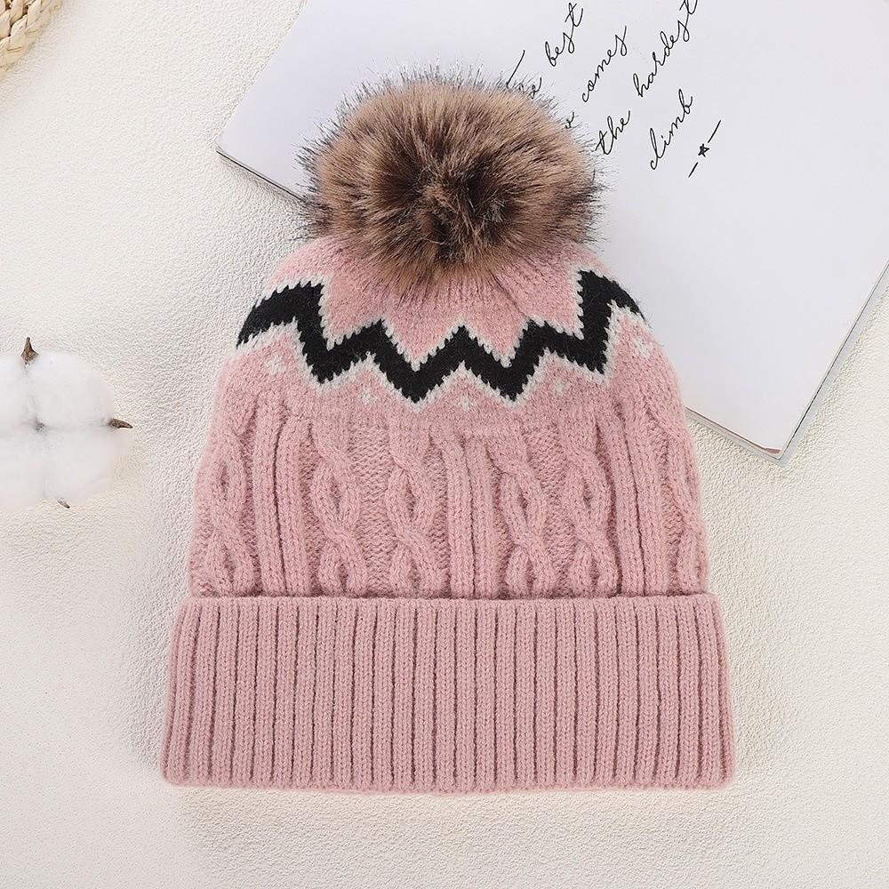 Thickened Knitted Hat with Pompom Winter Hat Warm Warm Cap  Men