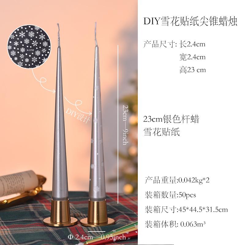 2PCS Christmas Taper Candles Soy Wax Green Red Snowflake Stickers Candles Home Decorative Candles for Table Décor Gifts