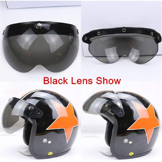 Universal 3-snap Retro Helmet Visor Windproof Sun Half Face Motorcycle Helmets Visor, Flip Up Visor Lens