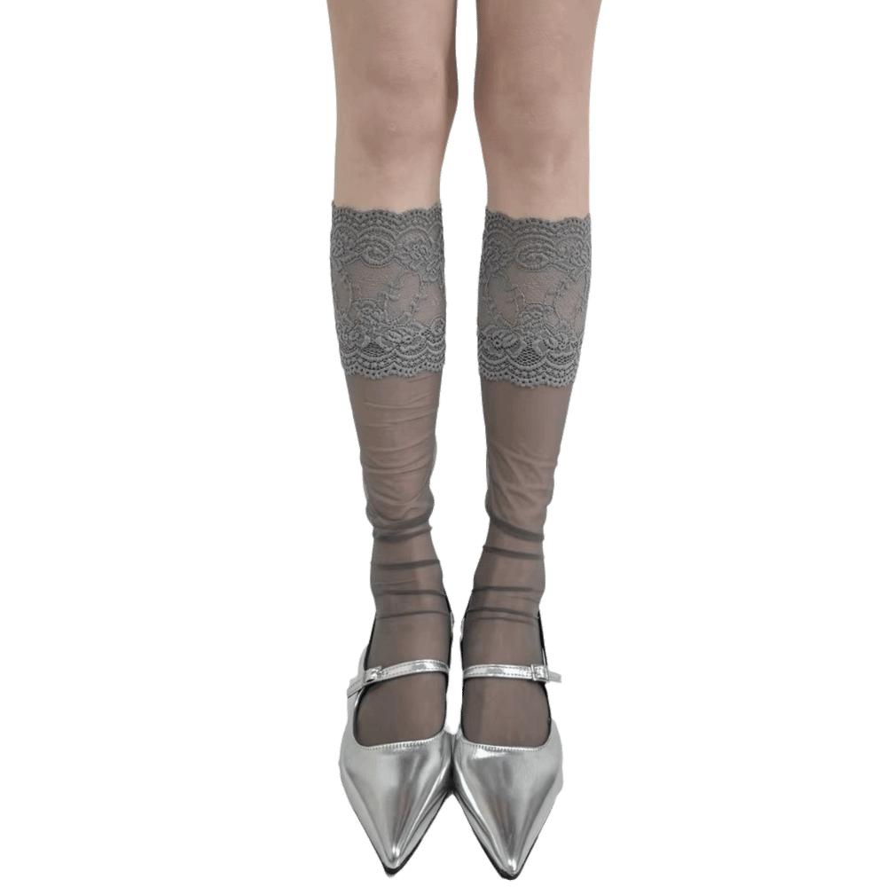 Lace Ruffle Lace Ruffle Long Socks Sheer Knee High Socks JK Lolita High Tube Socks Sweet Girls