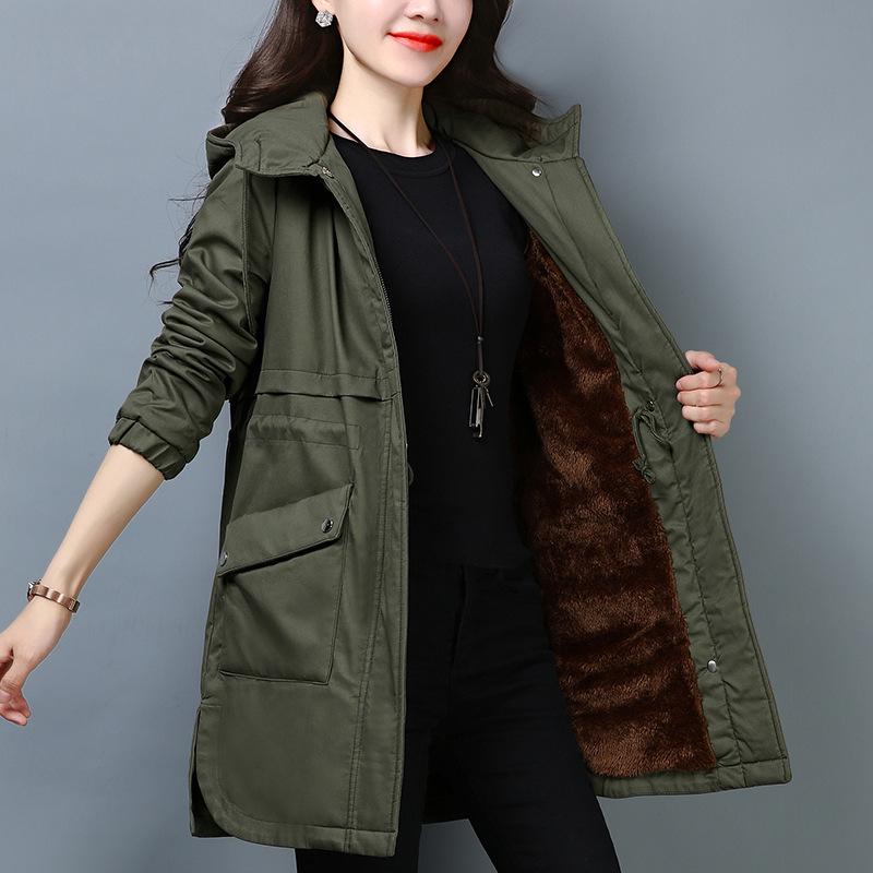 

Женское пальто-тренч средней длины с плюшевой подкладкой - Осень/Зима 2024, Повседневное из чистого хлопка для возраста 40-50 лет L (110-120 jin recommended)