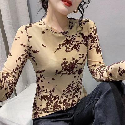 Vêtements pour femmes grande taille printemps automne pull col rond manches longues t-shirt plantes et fleurs décontracté vintage confortable hauts pour femme de bureau