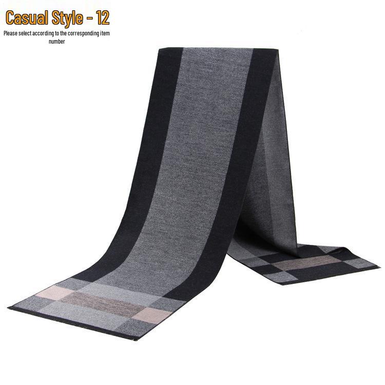 Men's Autumn & Winter Plaid Imitation Cashmere Scarf - Warm & Thick Custom Design