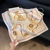 71 Silk Scarf Square Scarf High Sense Korean Fashion Versatile Professional Simulation Silk Small Scarf Retro Paper Pattern Silk Scarf Women