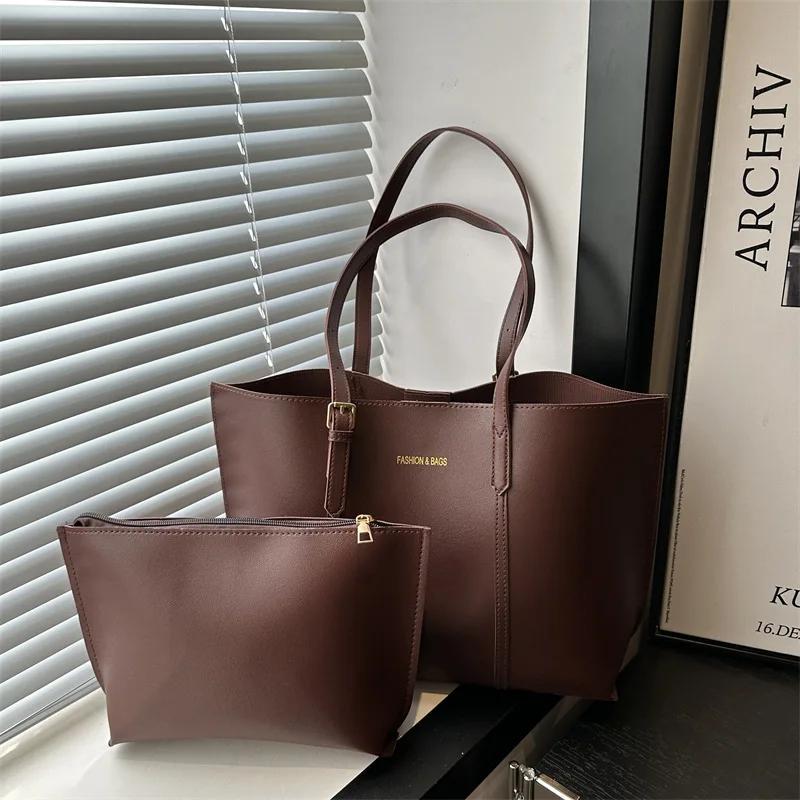 

Large Capacity Soft Leather Tote Bags Casual Versatile Single Shoulder Handbag Mommy Handbags Autumn and Winter Women s Bag