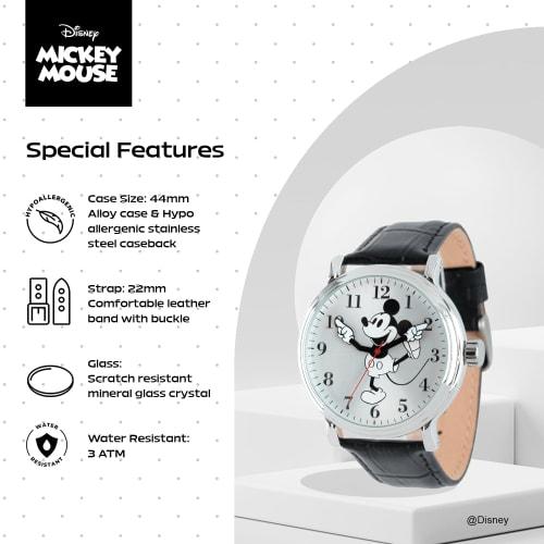 Disney Men's W001862 Mickey Mouse Analog Display Analog Quartz Black Watch
