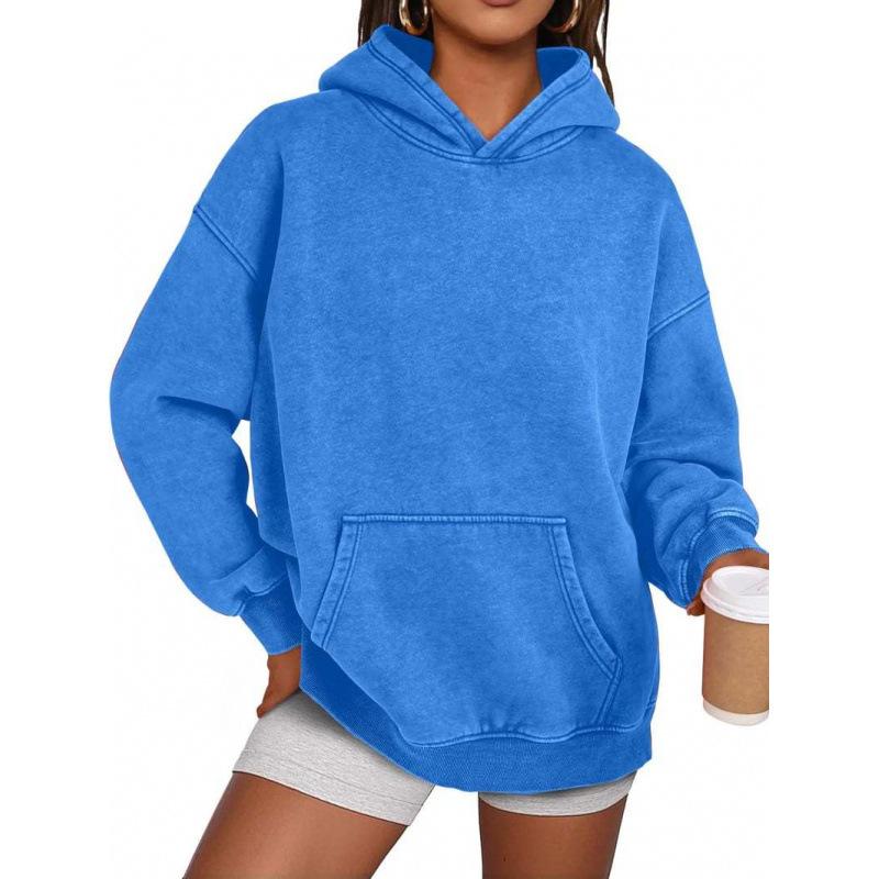 Women S Loose Fit Hooded Sweatshirt Casual Long Sleeve Solid Top