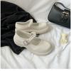 French retro British style small leather shoes women's spring new pearl fairy word with platform Mary Jane single shoes