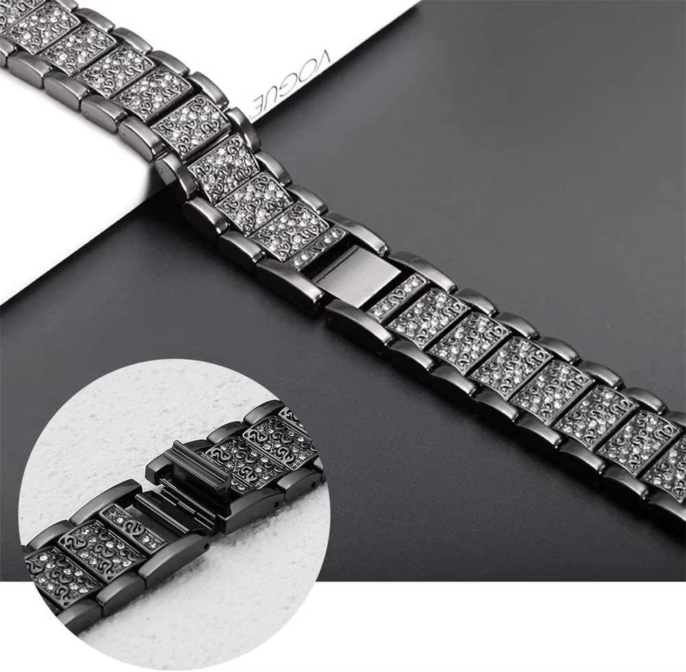 20mm Diamond Watch Band For Samsung Galaxy Watch 6 5 4 Luxury Bling Quick Release Watch Strap for Huawei Watch GT 4/3/2 Bracelet
